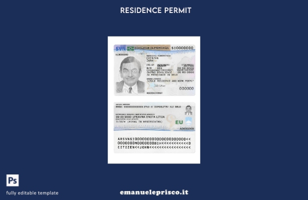 modello di carta di permesso di soggiorno in Slovenia in stile verificato